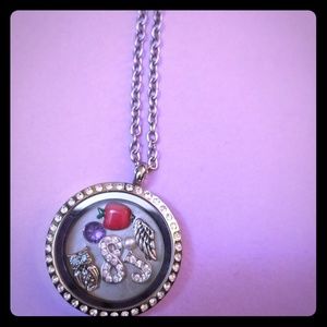 Authentic Signed Origami Owl Locket with Charms